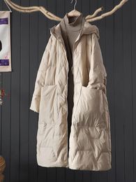 Womens Down Parkas SEDUTMO Winter Long Duck Coat Women Quilted Oversize Fashion Warm Hooded Jackets Autumn Casual Black Pocket ED1892 231017