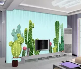 Wallpapers CJSIR Custom Wallpaper Mural Bedroom Living Room Background Wall Watercolor Cactus Plant Flower 3d Decoration