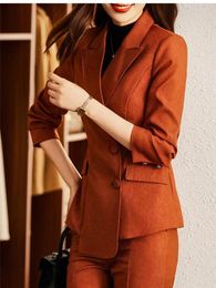 Women's Two Piece Pants Women Autumn Solid Fashion Suit Jacket Two-piece 2023 Casual Slim Blazer Matching Set Korean Elegant Professional