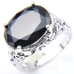 New Arrival -6 Pieces Lot Unique Party Jewellery Oval Black Onyx Crystal Gemstone Russia 925 Sterling Silver Plated USA Wedding Part327N