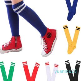 New Kids Knee High Socks Cotton Long Student School Socks Girls Boys Football Striped 2 Retro Old School Sport Socks Soccer Hockey