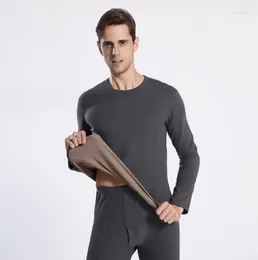 Men's Sleepwear Dual Colour Brushed German Velvet Thermal Underwear Set Autumn Clothing Pants Heating Constant Temperature Cotton Sw