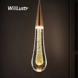 Creative Water Droplet Pendant Lamp Luxury Crystal Suspension Light Living Dining Bedroom Hotel Cafe Hanging Ceiling Chandelier