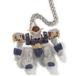 Cartoon Iced Out Pendant Necklace Mens Hip Hop Necklaces Jewellery High Quality 3D Robot Pendant266d