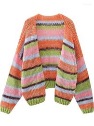 Women's Knits Women 2023 Fashion Y2k Loose Knit Cardigan Sweater Vintage Long Sleeve Female Outerwear Chic Tops