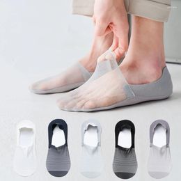 Men's Socks 3 Pairs Invisble Summer Thin Non-slip Men Slipper Breathable Silicone Anti Slip Ice Silk Male Short Boat