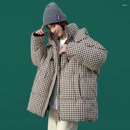 Women's Trench Coats Hooded Thick Plus Velvet Warm Coat Casual Loose Female Overcoat Women Winter Plaid Jackets Long Sleeve Down Cotton