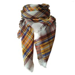 Scarves Europe And The United States White Multicoloured Check Scarf Double Imitation Checkered Square For Men Mens Fleece