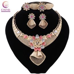 Earrings & Necklace CYNTHIA Fashion Women Jewellery Set Dubai Bridal Wedding Ring Bracelet Nigeria Sets207C