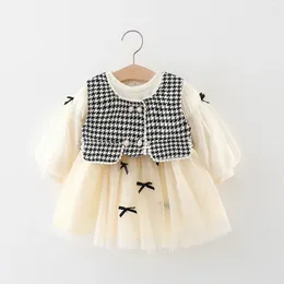 Clothing Sets Children's Girls Vest And Dress Two-piece Set 2023 Autumn Korean Version Kids Clothes