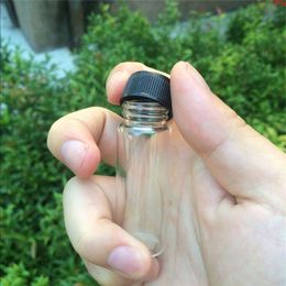 22*60*14mm 14ml Glass Bottles With Plastic Lid Transparent Empty Gift Jars Black Cap 100pcs/lotgood qty Xfleq