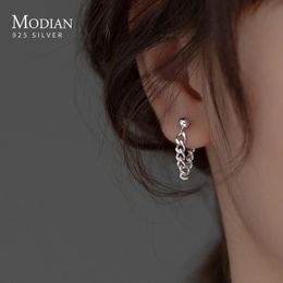 Stud MODIAN 100% 925 Sterling Silver Thick Link Lock Chain Stud Earrings For Women Men Punk Hip Pop Unisex Fashion Jewellery 231016