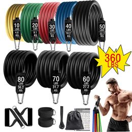 Resistance Bands 360lbs Fitness Exercises Set Elastic Tubes Pull Rope Yoga Band Training Workout Equipment for Home Gym Weight 231016