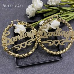 AurolaCo 30-90MM Custom Name Earrings Big Hoops Stainless Steel Hip Hop Style for Women Gift 210924253M