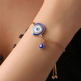 Turkish Lucky Blue Crystal Evil Eye Bracelets For Women Handmade Gold Chains Lucky Jewelry Bracelet Woma bbysUo nana shop2374