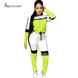 Women's Two Piece Pants Autumn Mesh Stripe Women Sport Set Neon Hoodies Long Sleeve Shirt Top Casual White Trouser Suit Outfit Plus Size