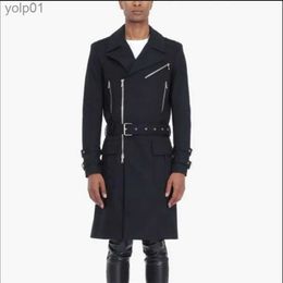 Men's Wool Blends High Quality Autumn Winter New Men Windbreaker Youth Trench Coat Slim Zipper Decoration Cotton Long Sleeve Jacket S-5XLL231017