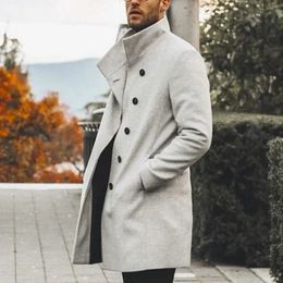 Men's Wool Blends Fashion Trench Coat Casual Winter Warm Classic Slim Autumn Solid Windbreaker Vintage Woolen Streetwear Clothing Top 231017