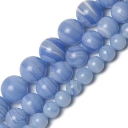 Other Natural Stone Beads Blue Lace Agates Round Loose For Jewellery Making Needlework Diy Charms Bracelet 6 8 10mm275a