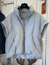 여자 조끼 syiwidii ​​조끼 여성 슬리빙 호수 재킷 가을 겨울 숙녀 대형 느슨한 캐주얼 따뜻한 터틀넥 지퍼 다운 코트 231016