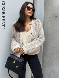 Womens Jackets Female Fashion Single Breasted Terry Yarn Knit Coats Casual O Neck Long Sleeve Jackets Winter Female Outerwear 231016