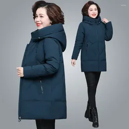 Women's Trench Coats 2023 Middie Aged Mother Cotton Thick Quilted Hooded Warm Down Parkas Women Winter Plus Size Middle Wadded Jackets