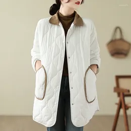 Women's Trench Coats Korea Style Padded Cotton Patchwork Pockets Thicken Vintage Autumn Winter Outwear Fashion Women Casual Spring Parker