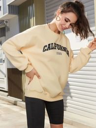 Women's Hoodies Sweatshirts Print Drop Shoulder Sweatshirt Women Loose Boyfriend Graphic Sweatshirt School Outfits Back to College 231010