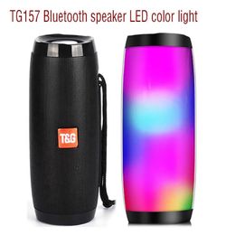 Portable Speakers TG157 Bluetooth Speaker Wireless Waterproof With Colour LED Luminous BoomBox Outdoor 3D Stereo Bass TF FM Radio 231017