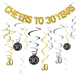 Decorazione per feste Saluti a 30 40 50 60 70 anni Compleanno Adulto Oro Nero Decorazioni per anniversario 30° 40° 50° Decorazione felice