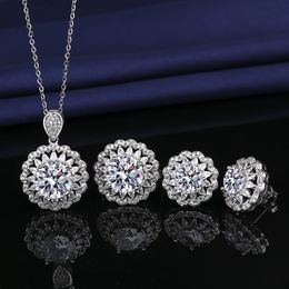 Valuable Lab Diamond Jewelry Set 925 Sterling Silver Party Wedding Rings Earrings Necklace for Women Moissanite Bridal Jewelry