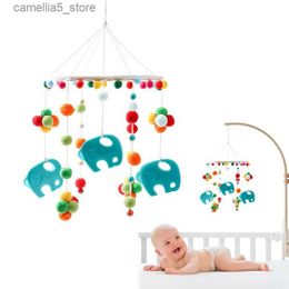 Mobiles# Baby Mobile Silicone Elephant Bed Crib Rattles Toys Baby Gift Toddler Rattles Bed Bell Newborn Cotton Ball Baby Room Bell Toys Q231017