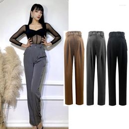 Stage Wear Adults High Waist Latin Pants Modern Dancing Women Ballroom Dance Female Samba Rumba Training SL7886