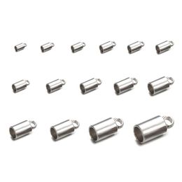 50PCS 15 Sizes Chain Cord Crimp end Beads Stainless Steel Bucket Cord Crimp End Caps Fasteners for Jewelry DIY Making Accessories 2745