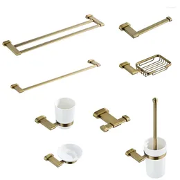 Bath Accessory Set Antique Bronze Bathroom Hardware Brass Towel Shelf Bar Roll Paper Holder Toilet Brush Wall Mounted Hooks