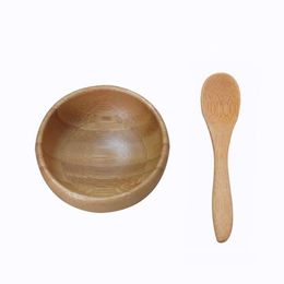 Empty Bamboo Facial Mask Bowl with Spoon Cosmetic Wooden Mask Tools DIY Tableware Makeup Container Set F925 Mgqes Owgth