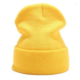 Berets Winter Hats For Woman Beanie Caps Beanies Knitted Fluorescent Hat Girls Autumn Female Warmer Bonnet Yellow Cap 2023