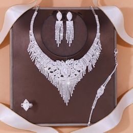 Wedding Jewelry Sets Stonefans Luxury Indian Bridal Women Accessories Fashion Tassel Necklace Earrings 231016