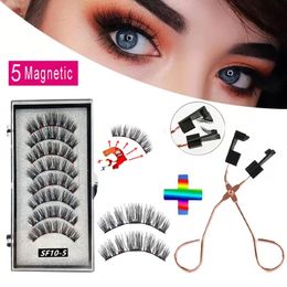 False Eyelashes 4 pairs 5 Magnets 3D Magnetic False Eyelashes Handmade Artificial Faux Cils Magnetic Natural Mink Eyelashes with Tweezers 231016