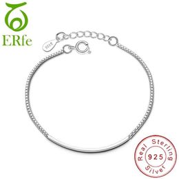 Minimalism Real Pure Sterling Silver 925 Thin Box Chain Bracelet Femme Argent Braclet Girls Hand Accessories Pulceras SB001 Bangle288J