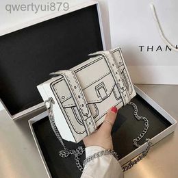 Cross Body Black and White Box Design Casual and Handbags Fashion Bag Shoulder Chain Bag 2023 Crossbody Bag Pu Leatherqwertyui879