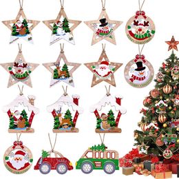 Factory Outlet 14 wooden single sided printed Christmas decorations Christmas tree gifts DIY handicraft decorations