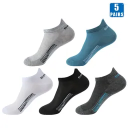 Men's Socks 5 Pairs/Pack Men Cotton Breathable Mesh Thin Sports Boat Sweat-absorbing Deodorization Low Cut Short Summer