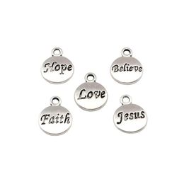 100Pcs lot Antique Silver Hope Believe Love Faith Jesus Charms Pendants For Jewelry Making Bracelet Necklace Findings 11 5x15 5mm 2648