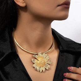 Pendant Necklaces Fashion Sunflower Necklace For Women Party 2023 Delicate Girls Metal Choker Jewellery Gifts