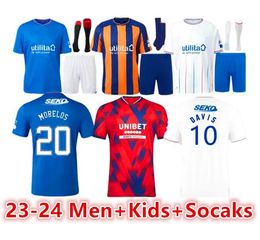 S-4XL 2023 24 Glasgow Rangers Soccer Jerseys HAGI DAVIS Home AWAY Sakala KENT TAVERNIER MORELOS COLAK Hogan 3rd 4TH 23 24 football men and kids shirt kits66666