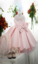 Girl039s Dresses White Wedding Satin Princess Baby Girls Dress Bead Bow Birthday Evening Party Infant For Girl Gala Kid Clothes2353879