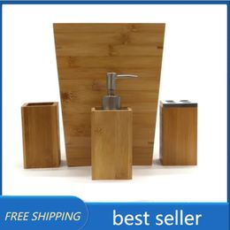 Bath Accessory Set 4 Piece Bath Accessory Set Includes Waste can Soap Dispenser Multi Toothbrush Holder and Tumbler 231013