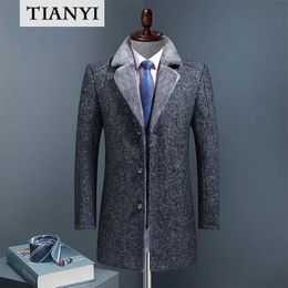 Men's Wool Blends Highquality Winter Cashmere Padded Coat Long Suit Collar Windbreaker Woollen with Cotton 231017