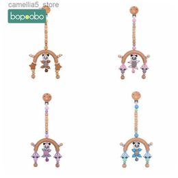 Mobiles# Bopoobo Baby Rattle Customed letter Beads Infant Toys Crib Mobile Bed Bell Toy Pram Cart Chain Wood Semi-circle Stroller Mobile Q231017